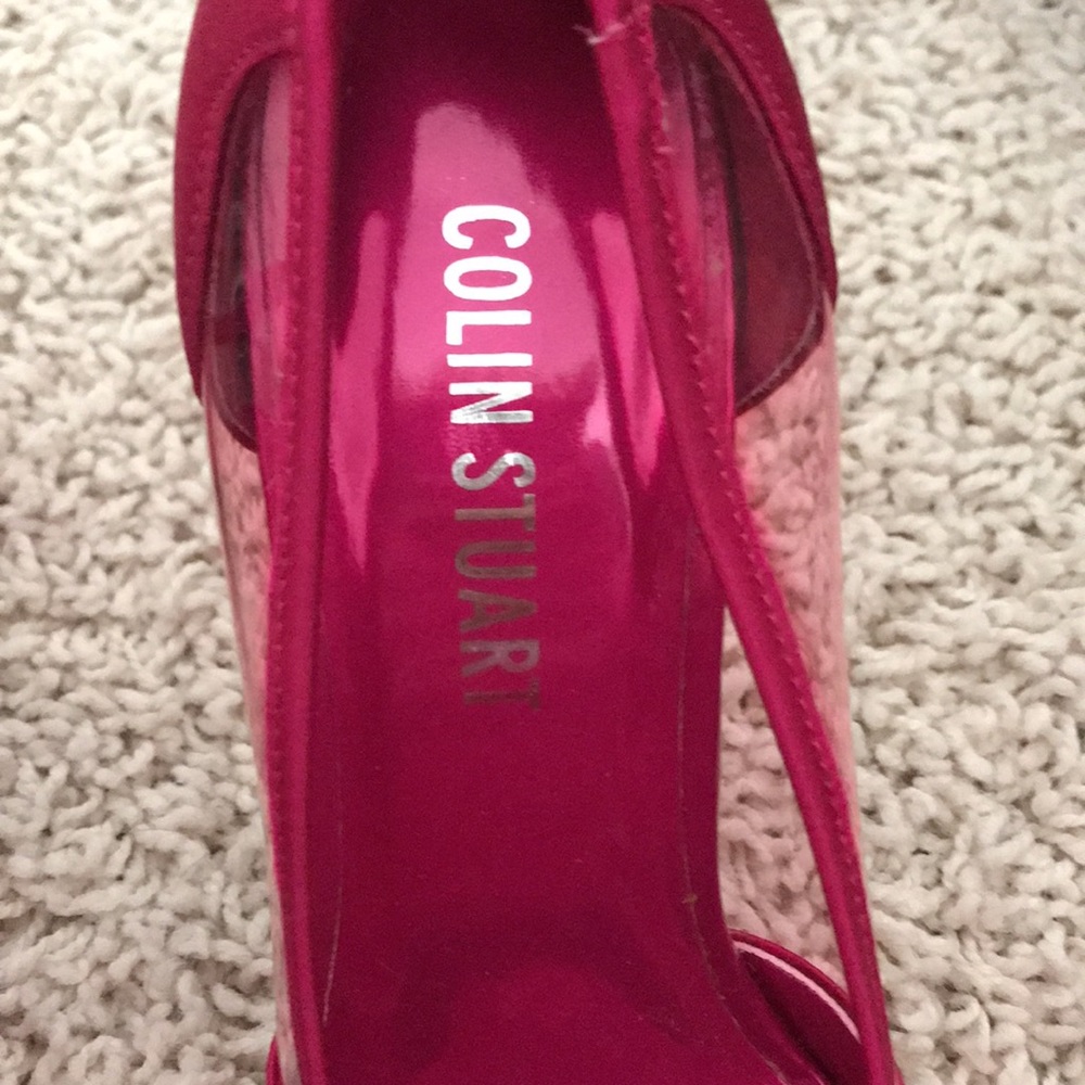 Fuchsia Round Told Glittering Platform Pumps - image 4